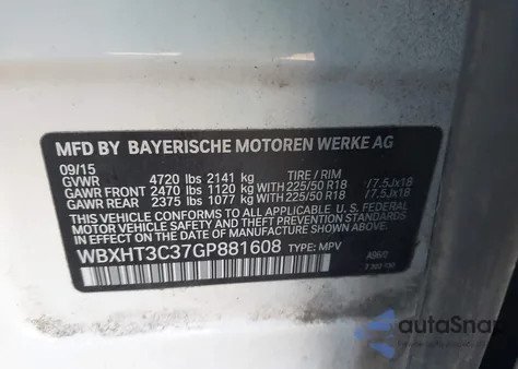 2016 BMW X1 xDrive28I from USA, damaged, VIN WBXHT3C37GP881608